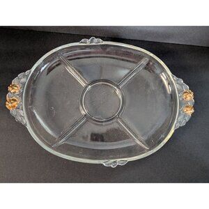 Vintage Mikasa Guilded Rose Glass Divided Serving Platter